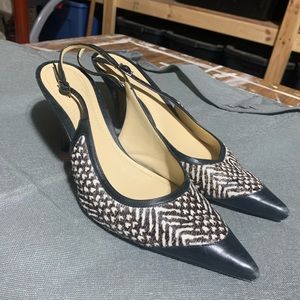 Ann Taylor Calf Hair Ankle Strap Pumps